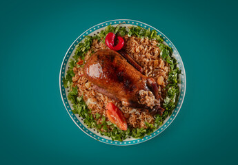 Arabic Cuisine; Egyptian traditional stuffed pigeon or 