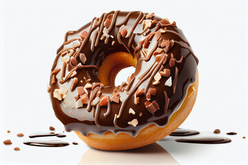Bunter appetitanregender Hintergrund. Leckere glasierte Donuts auf hellen Hintergrund - Generative Ai
