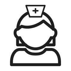 Nurse icon.Medical worker in uniform simple line vector icon. Symbol, logo illustration