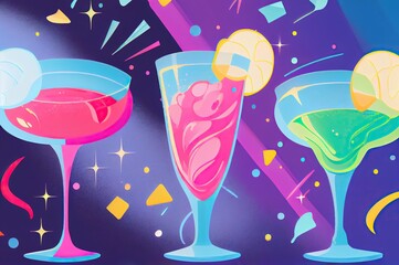 Party cocktails abstract illustration. Generative AI