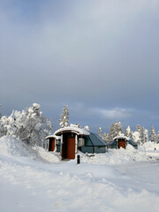 Glass igloo, Finland, Lapland,Winter forest,