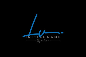 Initial LV signature logo template vector. Hand drawn Calligraphy lettering Vector illustration.