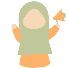 Faceless Muslim Girl With Megaphone