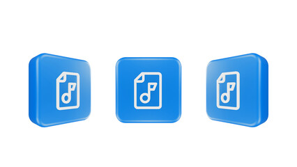 3D Render audio file music Icon For Web Mobile App Social Media Promotion