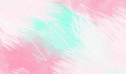 blue mint and pink watercolor splash on white paper abstract background