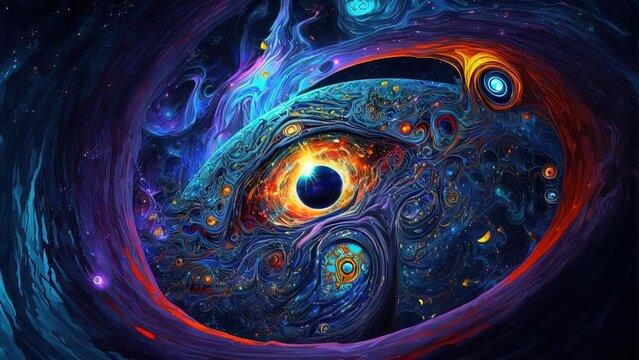 Spiral Swirling Galaxy, Surreal Fantasy Abstract Space Cosmic Void Eye of the Storm