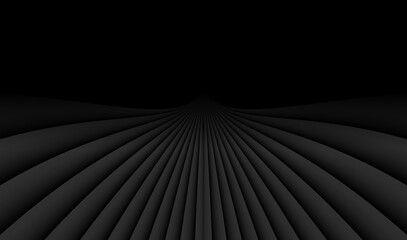 Abstract black background with 3d lines pattern,  architecture minimal dark gray striped background