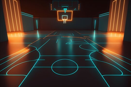 futuristic basketball court