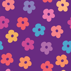 Vector multicolour flowers seamless pattern background. Perfect for fabric, scrapbooking, and wallpaper projects. 