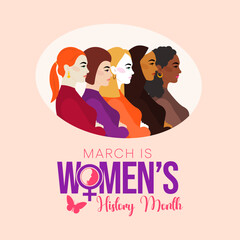 Women's History month is observed every year in March, is an annual declared month that highlights the contributions of women to events in history and contemporary society. Vector illustration design