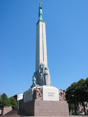 Riga, Latvia - The Freedom Monument, which honours soldiers killed during the Latvian War of Independence (1918–1920). It is considered an important symbol of freedom and independence.