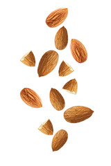 Almond isolated. Almonds on white background. Almond set.
