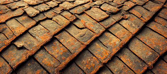 rusty cracked stone wall texture background. Floor, rooftile with Generative AI Technology