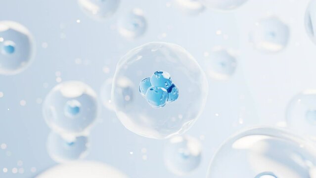 Transparent cell with biotechnology and cosmetic concept, 3d rendering.