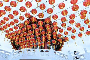 Thean Hou temple exterior detail, traditional chinese temple in Kuala Lumpur Malaysia
