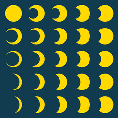 25種類の黄色い月と三日月のセット  © summer orange