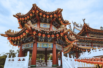 Obraz premium Thean Hou temple exterior detail, traditional chinese temple in Kuala Lumpur Malaysia