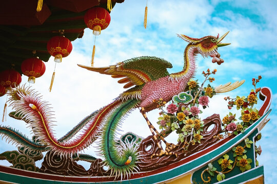 Traditional Chinese temple roof in Thean Hou temple in Kuala Lumpur Malaysia