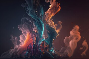 Abstract colorful smoke flowing and growing. Creative background design. Generative AI