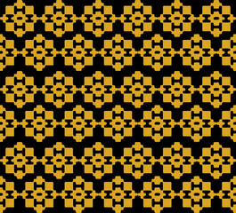 Seamless pattern in the Indonesian batik style combines a black and brown background