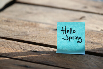 Spring! The inscription on the blue tag.