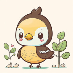 Cute cartoon drawing of baby bird.