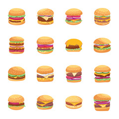 Bundle of Beefburgers Flat Vectors 