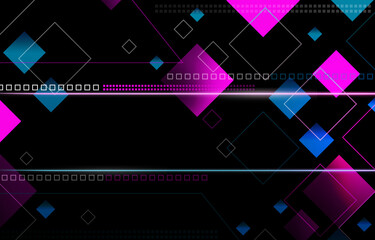 Futuristic abstract hitech technology digital data background with geometric square and blue pink purple gradient  light color for graphics web illustration computer electronic