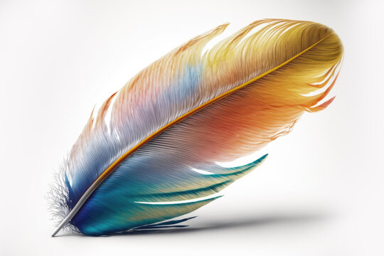  Colorful parrot feather background. Generative AI.