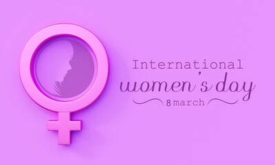 International Women's Day is celebrated  on the 8th of March annually around the world. It is a focal point in the movement for women's rights. 3D Rendering