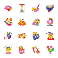 Obraz premium Collection of Flat Style Good Morning Stickers