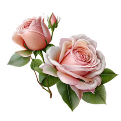 Pink rose isolated on transparent background. Beautiful pink rose blossom, isolated. Generative AI. 