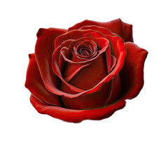 Red rose isolated on transparent background. Beautiful red rose blossom, isolated. Generative AI. 