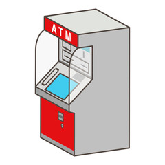 ATM icon - Red, Facing left, Included outline