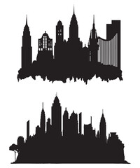Fototapeta premium Buildings Silhouette vector, black silhouette of building, architecture vector illustration