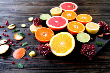 fruits on a wooden table