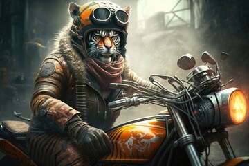 Ruthlessly Vicious Tiger Biker Generative AI