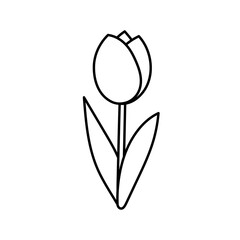 チューリップのイラスト　モノクロ