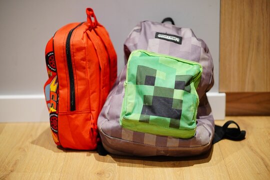 A Minecraft Creeper backpack for school kids