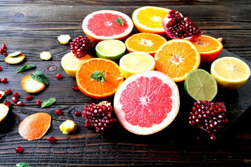 fruit on a black background