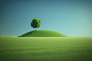 Obraz na płótnie Canvas Minimalistic simple Nature landscape with a lot of copy space - Minimalistic Nature Landscape - Minimalistic Nature Landscape Copy Space background wallpaper created with Generative AI technology