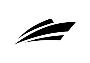 Linear drawing of a sailboat in the waves. illustration of a yacht at sea. Sailboat in the sea logo. Boat with sails on the waves