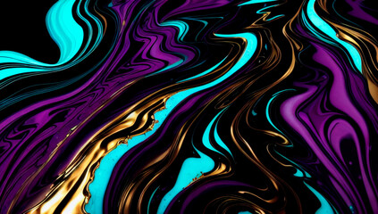 Fototapeta na wymiar liquid marble texture, background, pattern, black, blue, gold, purple, wallpaper, screensaver
