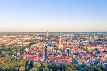 Fototapeta na wymiar Top view of the entire city of Augsburg. Aerial view of Augsburg city center.