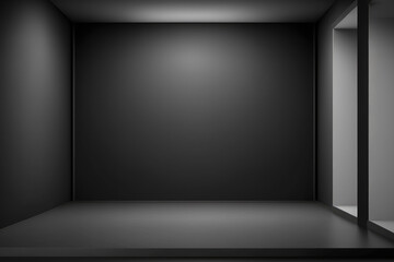 blank dark gray studio room with light gradient, interior texture for display products. wall background ,empty black backdrops.3D illustration