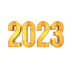 2023 text number 3d animation gold color in transparent background. png . 3d illustration rendering