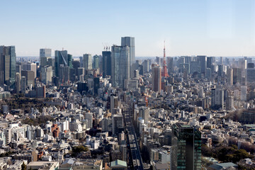 Fototapeta premium View of the city from the observation deck in Tokyo, Japan