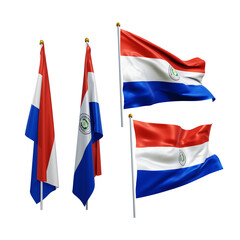 3d rendering south america paraguay flag fluttering and no fluttering