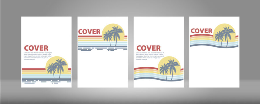 Beautiful summer magazine cover. Beach, Sea, Palm Trees. Vector background. summer image print on T-shirt, mug, folder