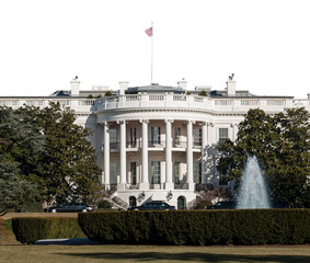 White House with cut out sky in Washington DC.